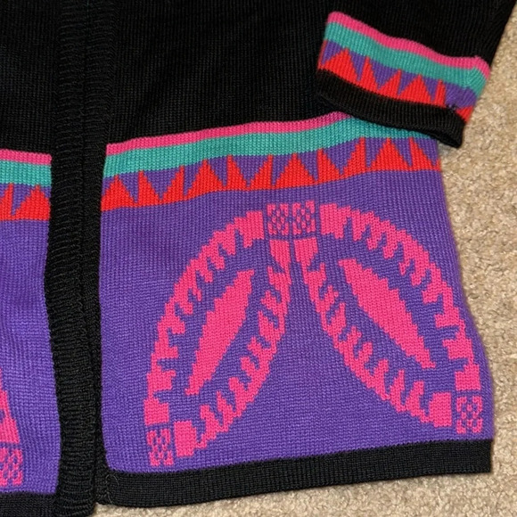 Carducci OpenFront Cardigan Sweater Acrylic Wool Blend Western Black Pink Purple - Picture 3 of 6